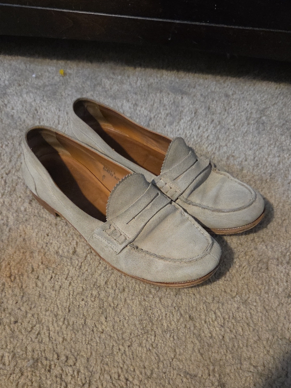 Church's Sally 2 Suede Penny Loafers Light Gray Putty - Women's 37 / US 7